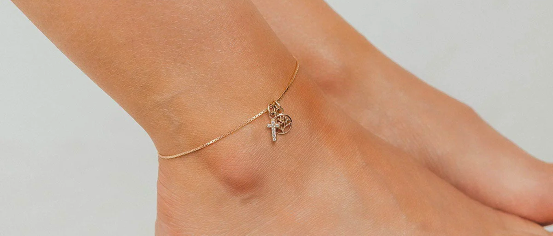 wehoautodetail CROSS CZ CHARM ADJUSTABLE ANKLET