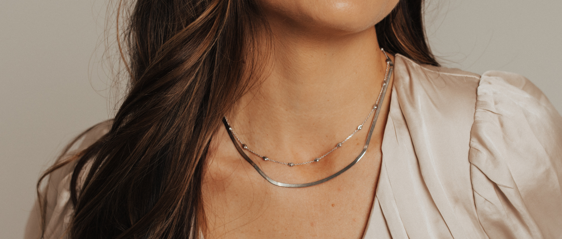 Hera 3mm Herringbone Necklace (Silver)